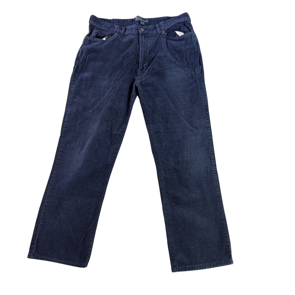 Polo Ralph Lauren Corduroy Pants Mens 36x30 Navy Blue Straight Leg Classic 10172
